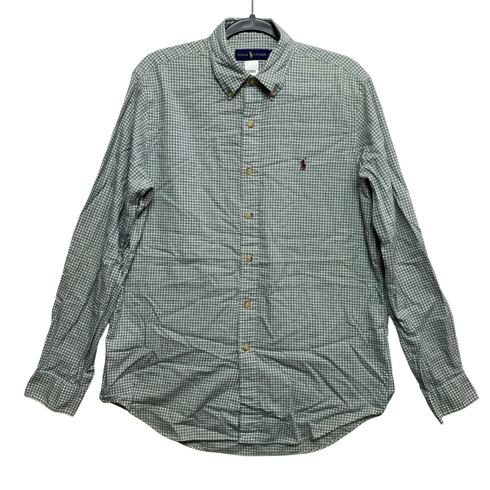 Ralph Lauren Shirt Mens M Green Tattersall Button-Down Embroidered Pony